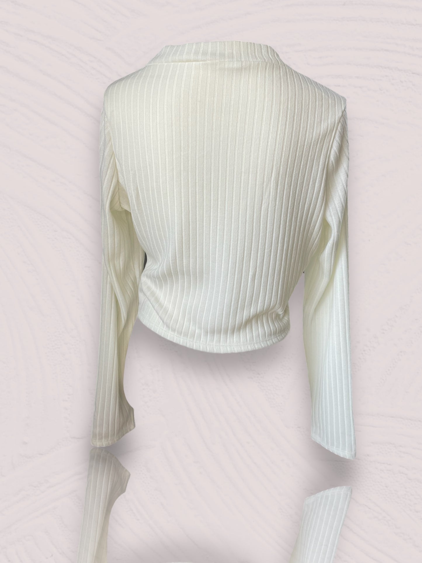 Ribbed wrap neck top