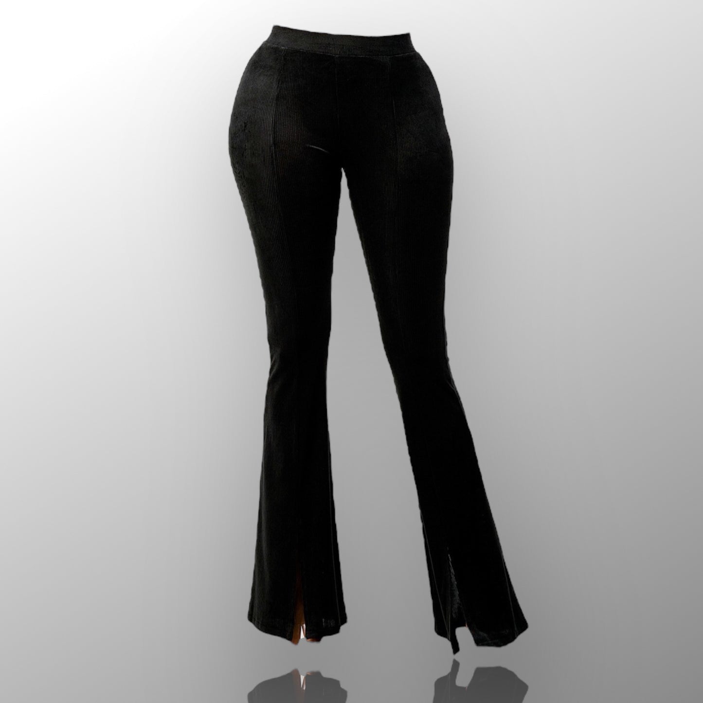 Velvet slit flare jegging